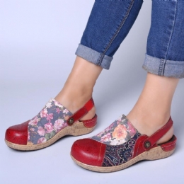 Kobiety Super Wygodne Bloom Kwiaty Łączenie Retro Wzór Szwy Slip On Mieszkania