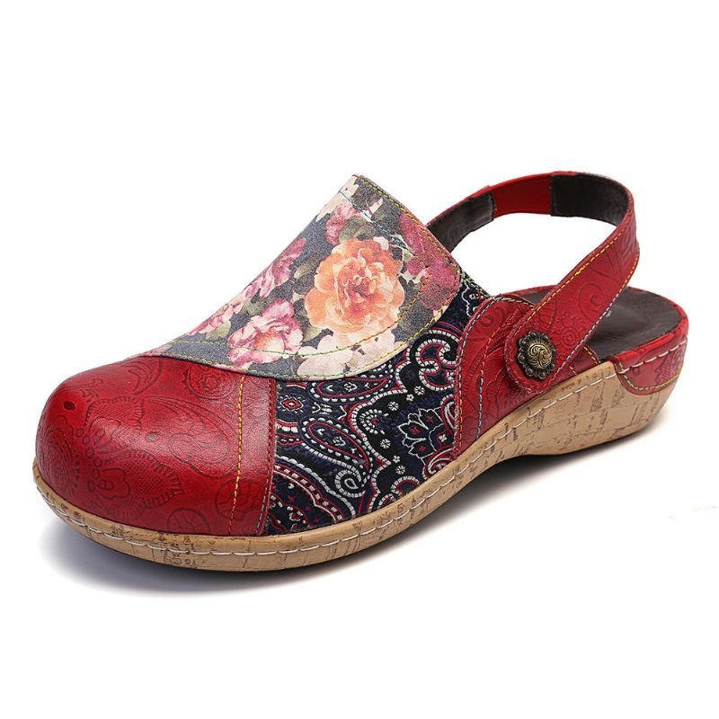 Kobiety Super Wygodne Bloom Kwiaty Łączenie Retro Wzór Szwy Slip On Mieszkania