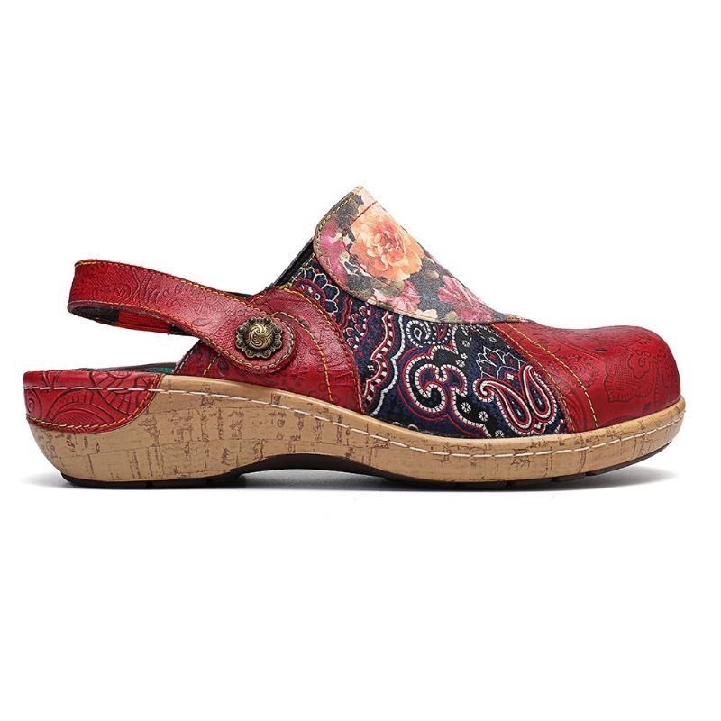 Kobiety Super Wygodne Bloom Kwiaty Łączenie Retro Wzór Szwy Slip On Mieszkania