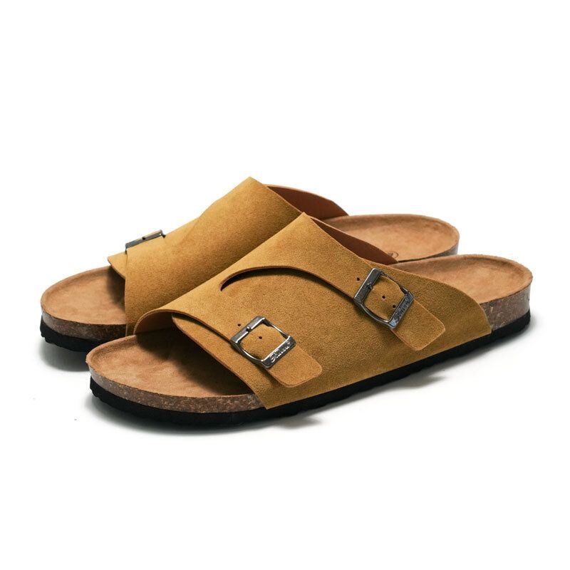 Mężczyźni Outdoor Beach Casual Sandały Wsuwane Pu Skórzane Kapcie