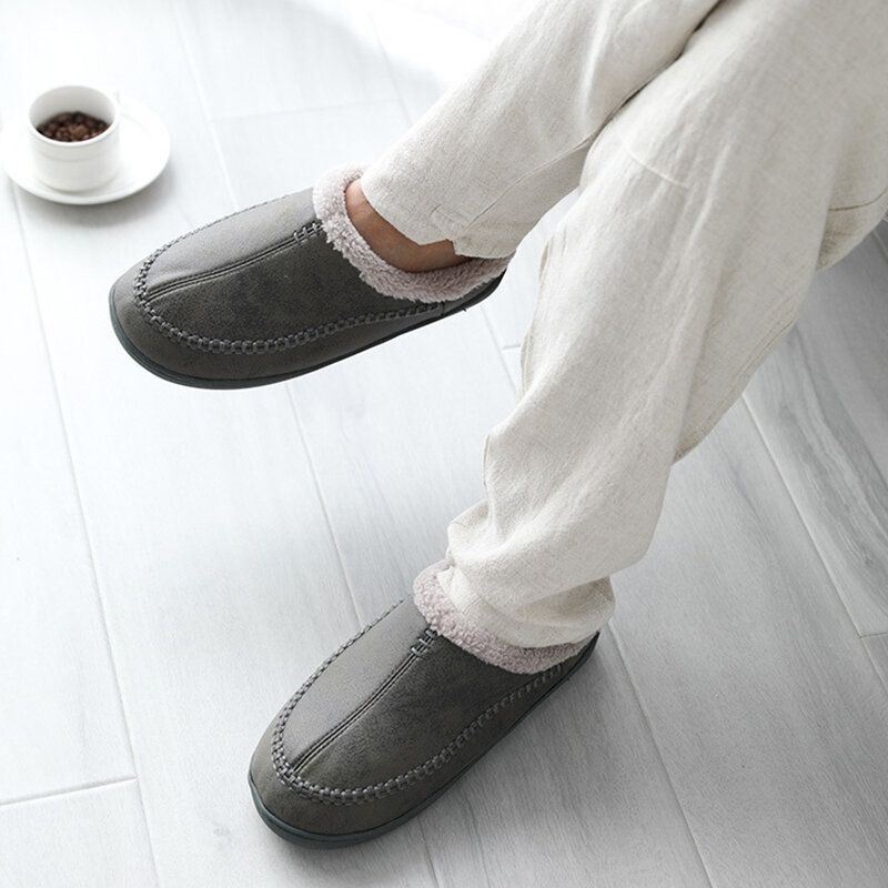 Męskie Ciepłe Podszyte Slip On Home Casual Zimowe Kapcie