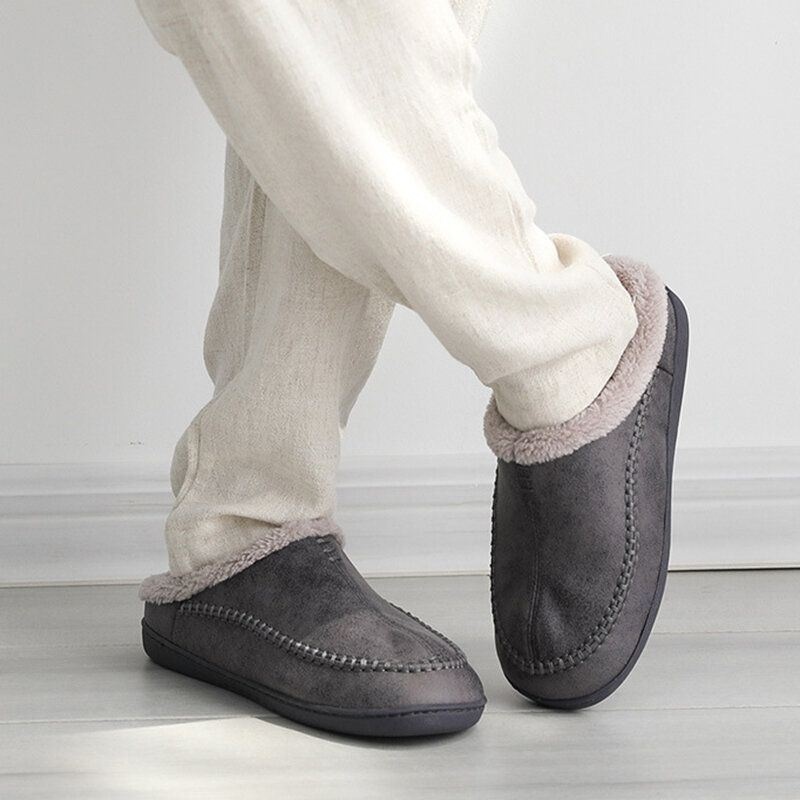 Męskie Ciepłe Podszyte Slip On Home Casual Zimowe Kapcie