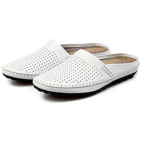 Pantofel Mężczyźni Hollow Out Casual Beach Slip On W Skórze