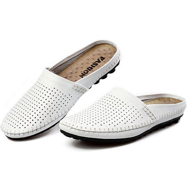 Pantofel Mężczyźni Hollow Out Casual Beach Slip On W Skórze