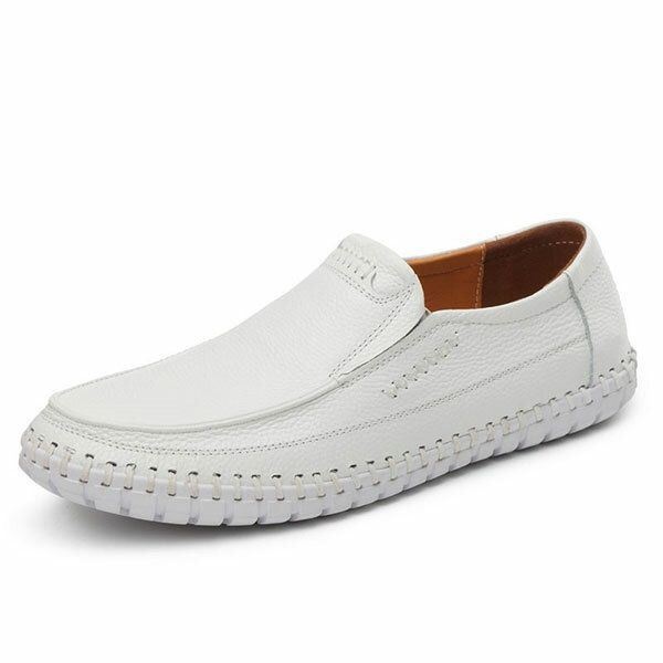 Buty Męskie Oryginalne Skórzane Ręczne Szwy Miękka Podeszwa Slip On Oksfordzie