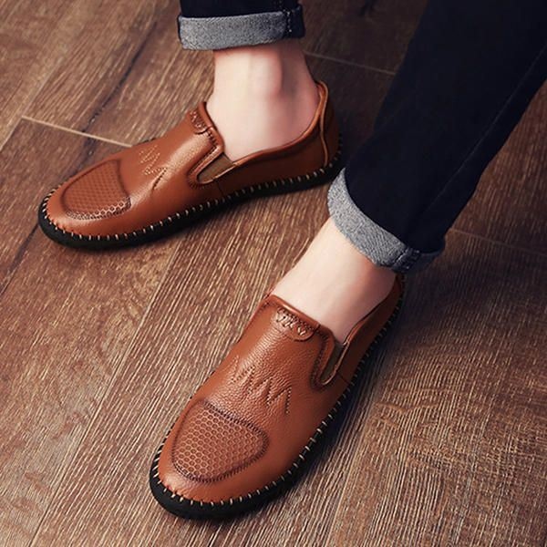 Casual Slip On Outdoor Men Oxfords Buty Skórzane