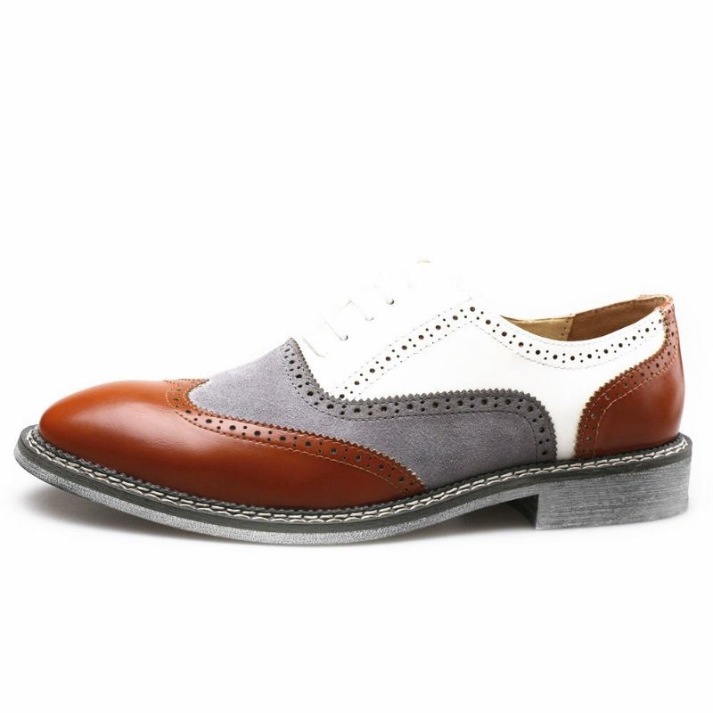 Mężczyźni Brogue Colorblock Oksfordzie Zasznurować Business Casual Formalne Buty