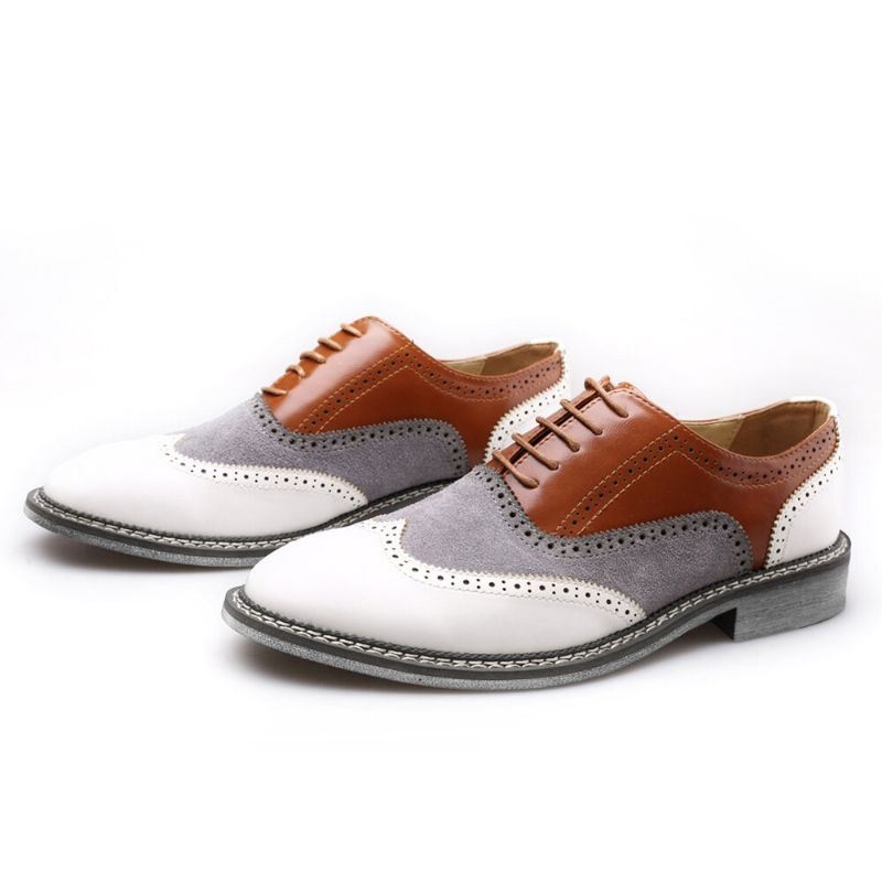 Mężczyźni Brogue Colorblock Oksfordzie Zasznurować Business Casual Formalne Buty