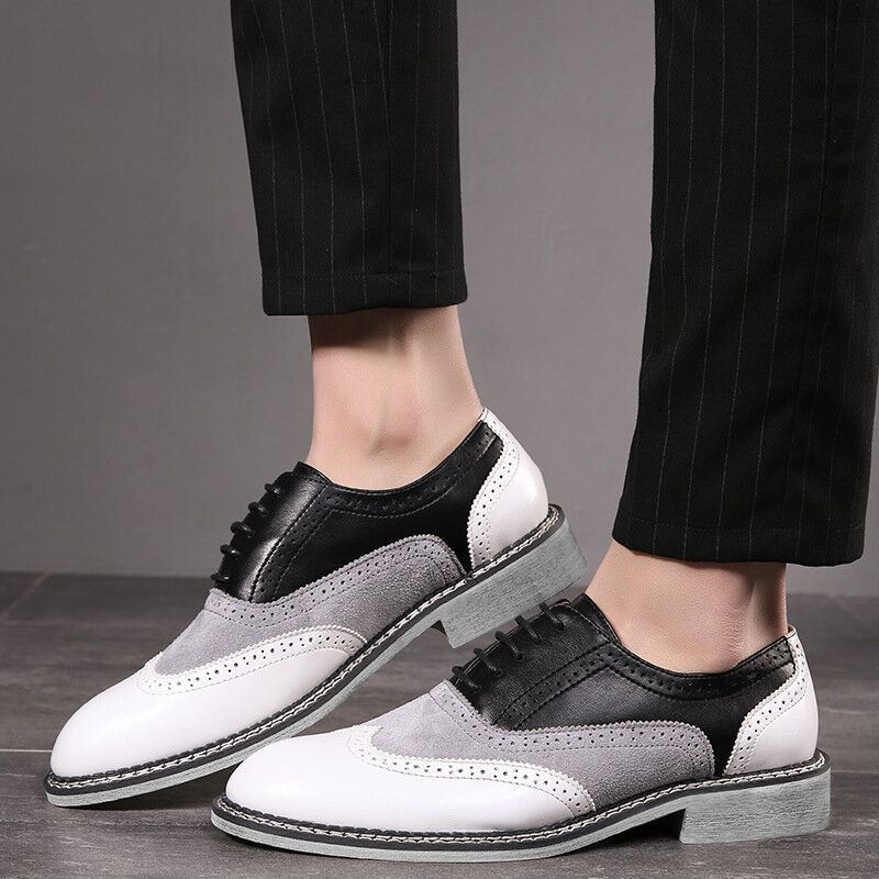 Mężczyźni Brogue Colorblock Oksfordzie Zasznurować Business Casual Formalne Buty