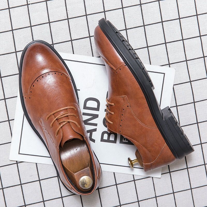 Mężczyźni Brogue Lace Up Business Wearable Oxfords Shoes