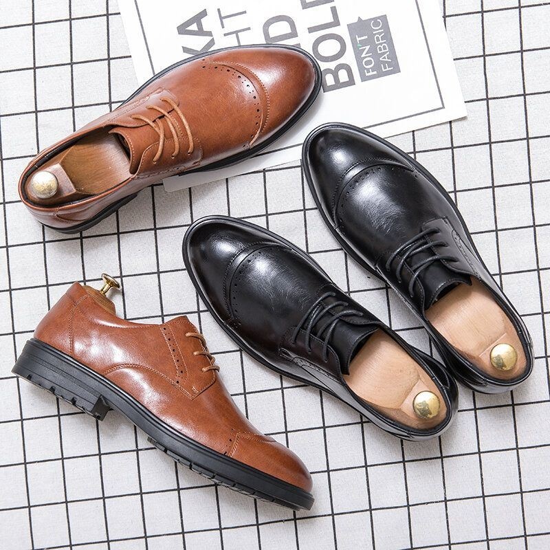 Mężczyźni Brogue Lace Up Business Wearable Oxfords Shoes