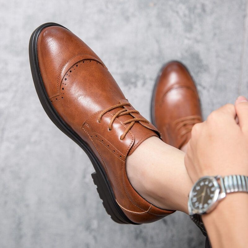 Mężczyźni Brogue Lace Up Business Wearable Oxfords Shoes