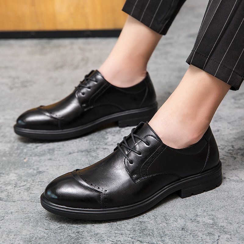 Mężczyźni Brogue Lace Up Business Wearable Oxfords Shoes