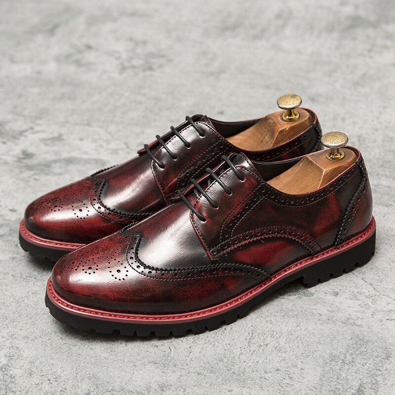 Mężczyźni Brogue Pragnął Retro Gentleman Dress Shoes