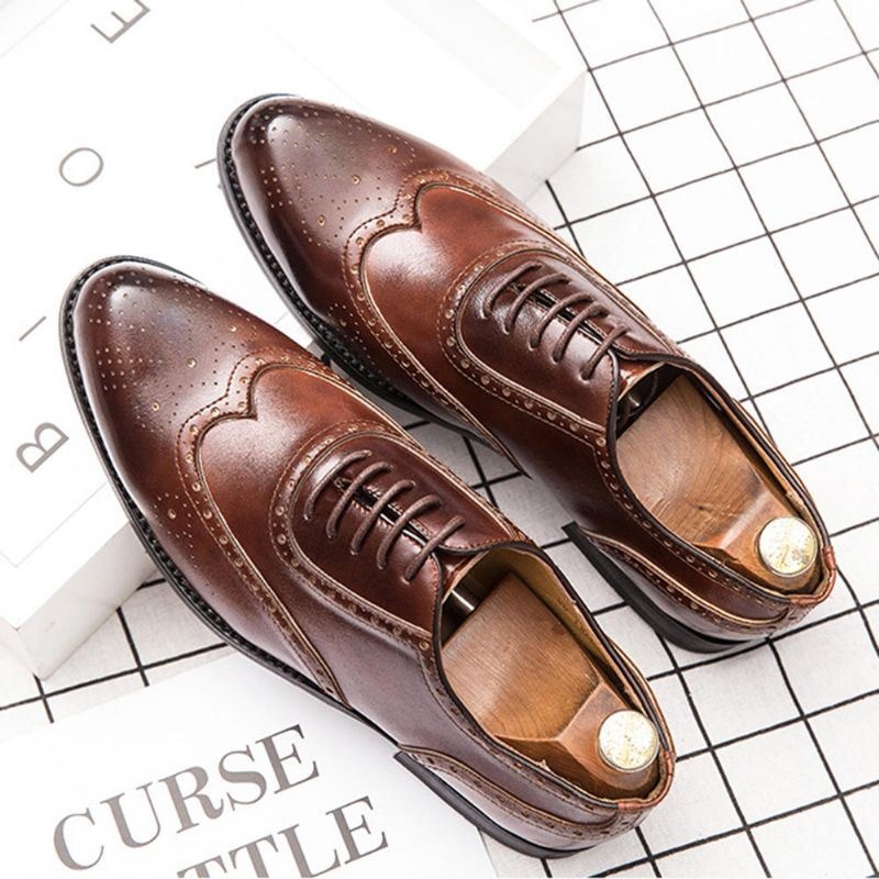 Mężczyźni Brogue Rzeźbione Formalne Buty Sukienka Casual Business Oksfordzie