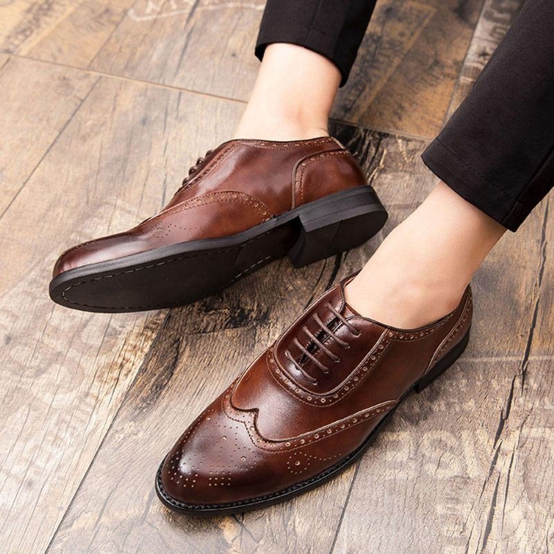 Mężczyźni Brogue Rzeźbione Formalne Buty Sukienka Casual Business Oksfordzie