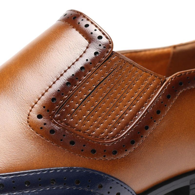 Mężczyźni Brogue Rzeźbiony Kolor Spicing Slip On Business Oksfordzie