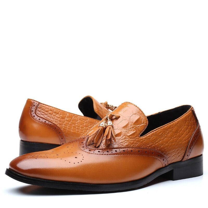 Mężczyźni Brogue Tassel Decor Dress Loafers Slip On Business Casual Formalne Buty