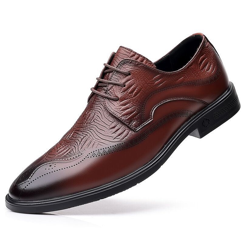 Mężczyźni Brogue Tłoczone Lace Up Business Dress Buty Oxfords