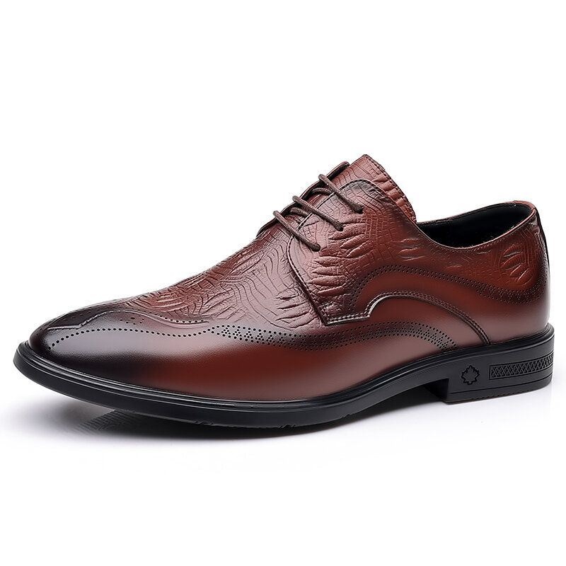 Mężczyźni Brogue Tłoczone Lace Up Business Dress Buty Oxfords