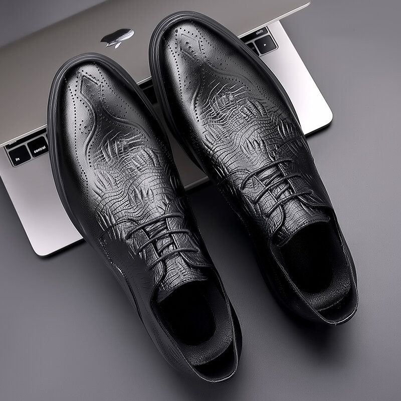 Mężczyźni Brogue Tłoczone Lace Up Business Dress Buty Oxfords