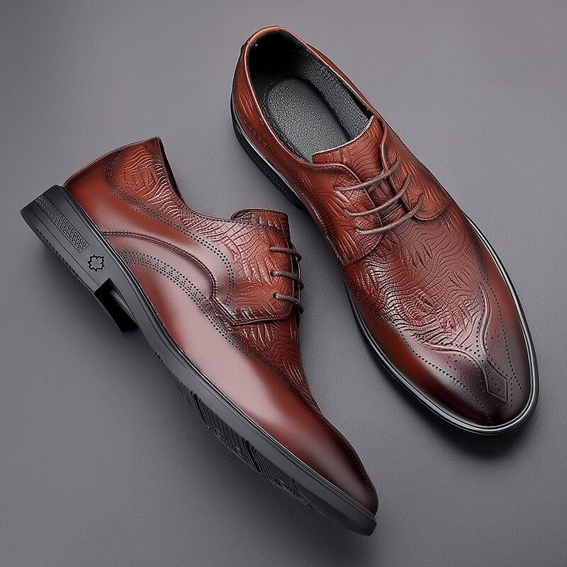 Mężczyźni Brogue Tłoczone Lace Up Business Dress Buty Oxfords