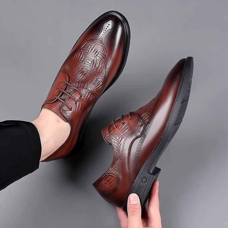 Mężczyźni Brogue Tłoczone Lace Up Business Dress Buty Oxfords