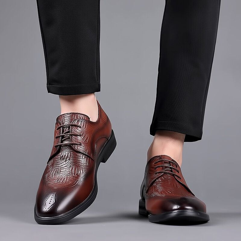 Mężczyźni Brogue Tłoczone Lace Up Business Dress Buty Oxfords