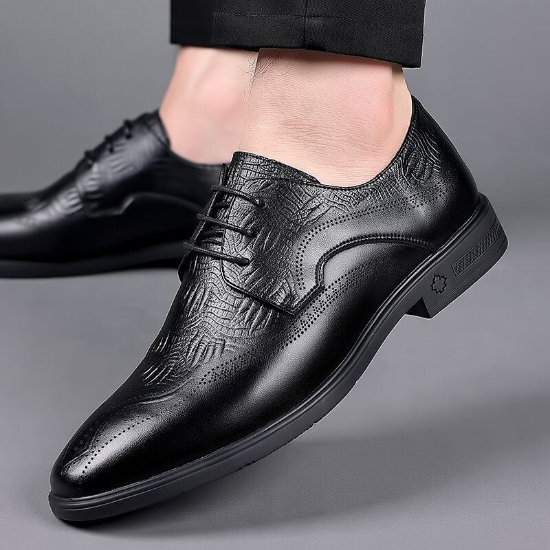 Mężczyźni Brogue Tłoczone Lace Up Business Dress Buty Oxfords