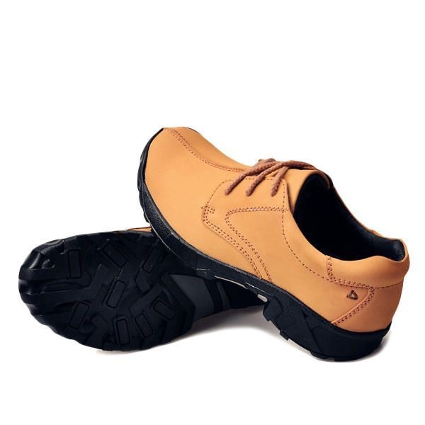 Mężczyźni Outdoor Casual Flat Lace Up Leather Mountaineering Miękkie Wygodne Buty