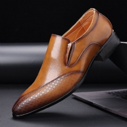 Mężczyźni Pure Color Pointed Toe Casual Slip On Business Dress Shoes