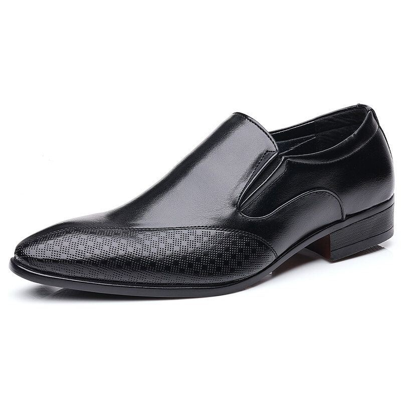 Mężczyźni Pure Color Pointed Toe Casual Slip On Business Dress Shoes