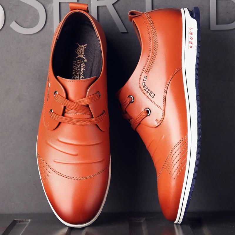 Mężczyźni Pure Color Skórzane Antypoślizgowe Miękkie Casual Business Oxfords Skórzane Buty