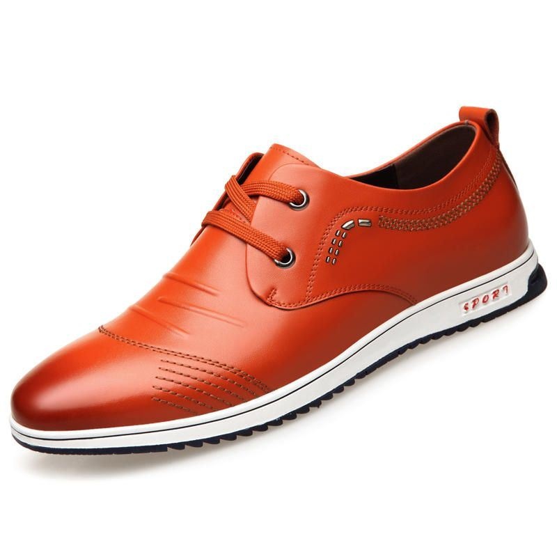 Mężczyźni Pure Color Skórzane Antypoślizgowe Miękkie Casual Business Oxfords Skórzane Buty