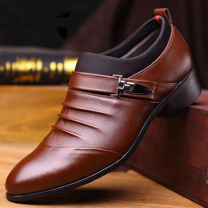 Mężczyźni Pure Color Slip On Casual Soft Business Office Leather Oxfords