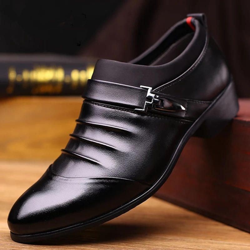 Mężczyźni Pure Color Slip On Casual Soft Business Office Leather Oxfords