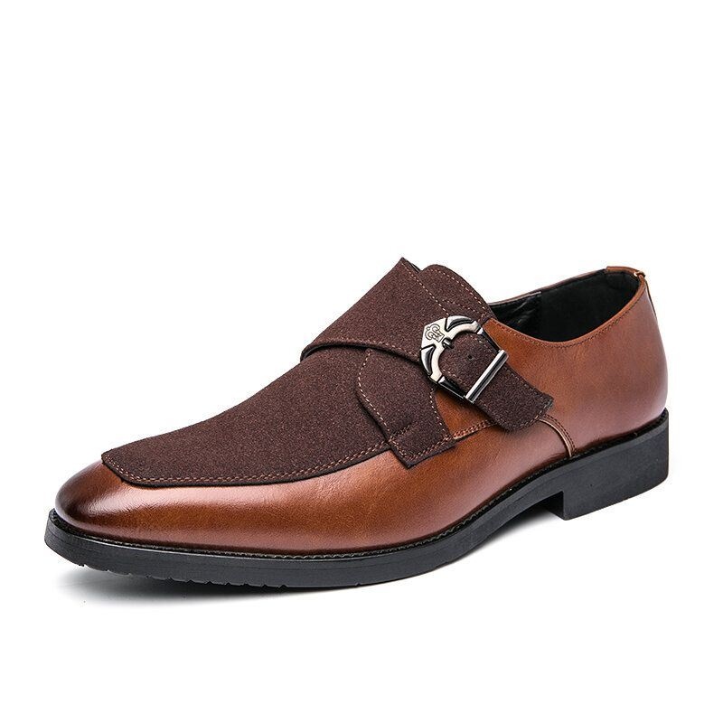 Mężczyźni Retro Metalowa Klamra Skórzane Łączenie Syntetyczny Zamsz Wygodne Do Noszenia Business Casual Shoes