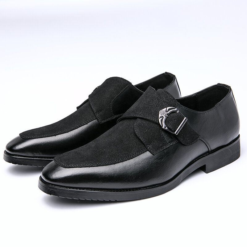 Mężczyźni Retro Metalowa Klamra Skórzane Łączenie Syntetyczny Zamsz Wygodne Do Noszenia Business Casual Shoes