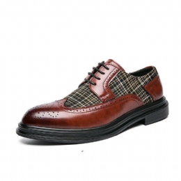 Mężczyźni Retro Splicing Dress Shoes Lace Up Brogue Formalne Buty