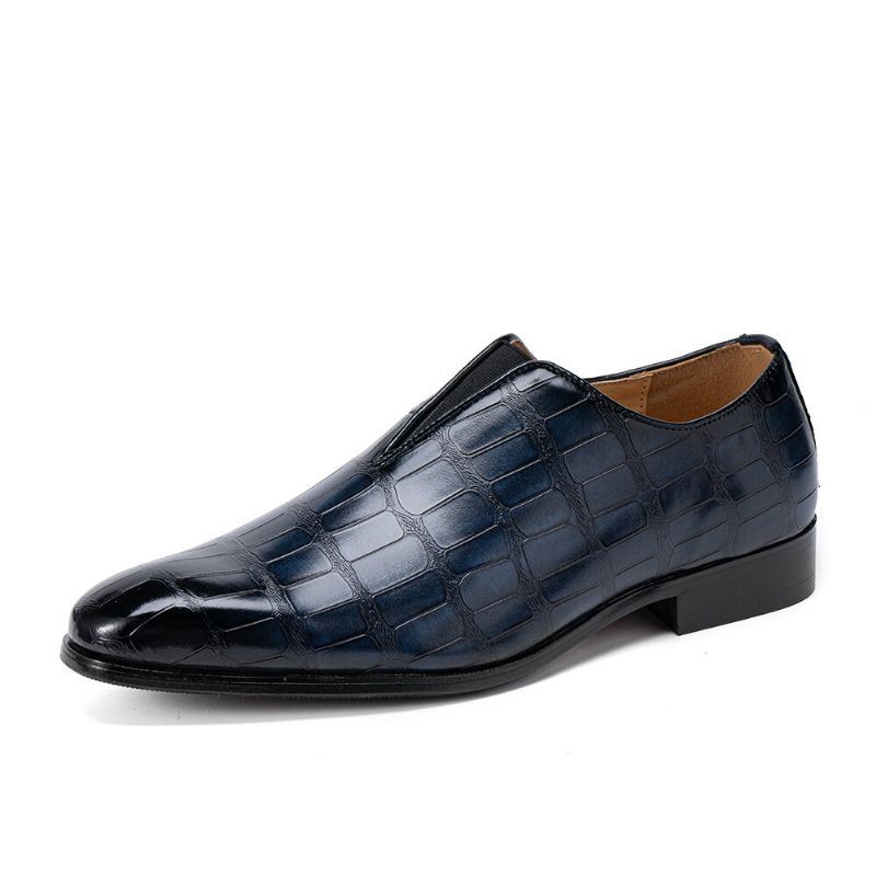 Mężczyźni Skórzana Miękka Podeszwa Pointy Toe Wzór Krokodyla Slip On Casual Dress Shoes