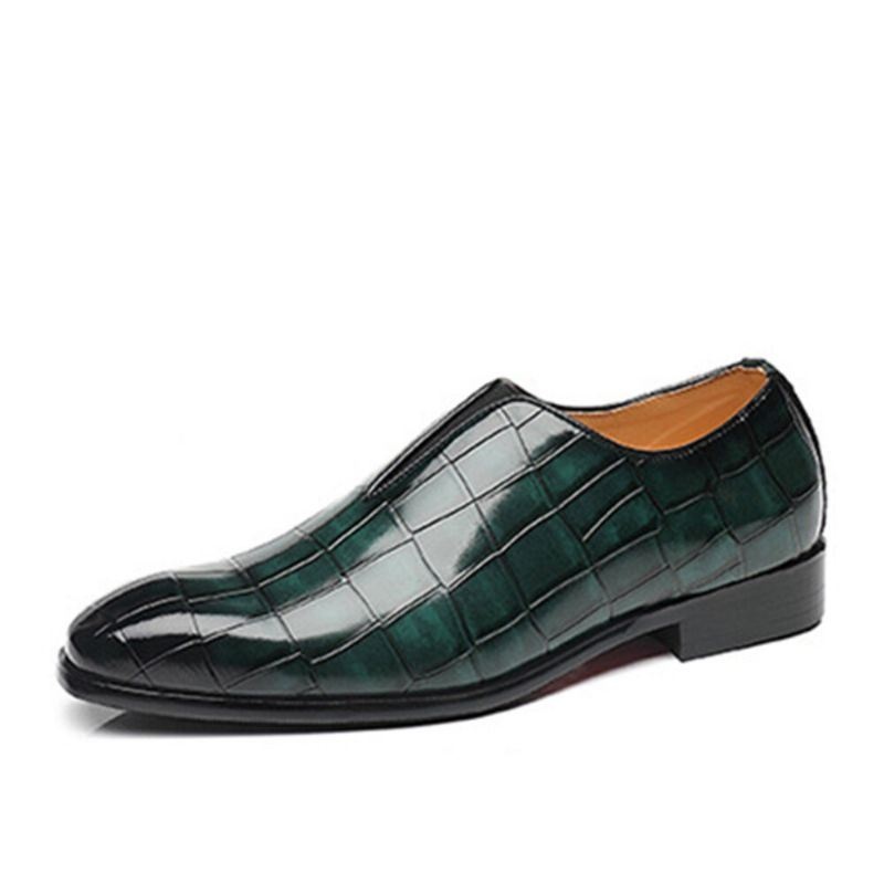 Mężczyźni Skórzana Miękka Podeszwa Pointy Toe Wzór Krokodyla Slip On Casual Dress Shoes