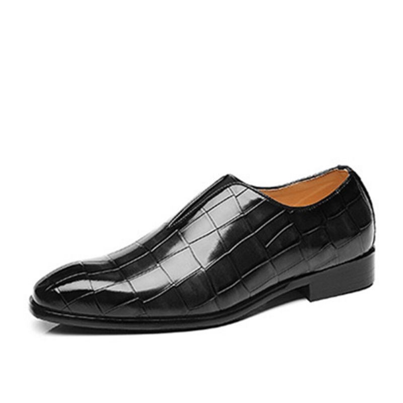 Mężczyźni Skórzana Miękka Podeszwa Pointy Toe Wzór Krokodyla Slip On Casual Dress Shoes