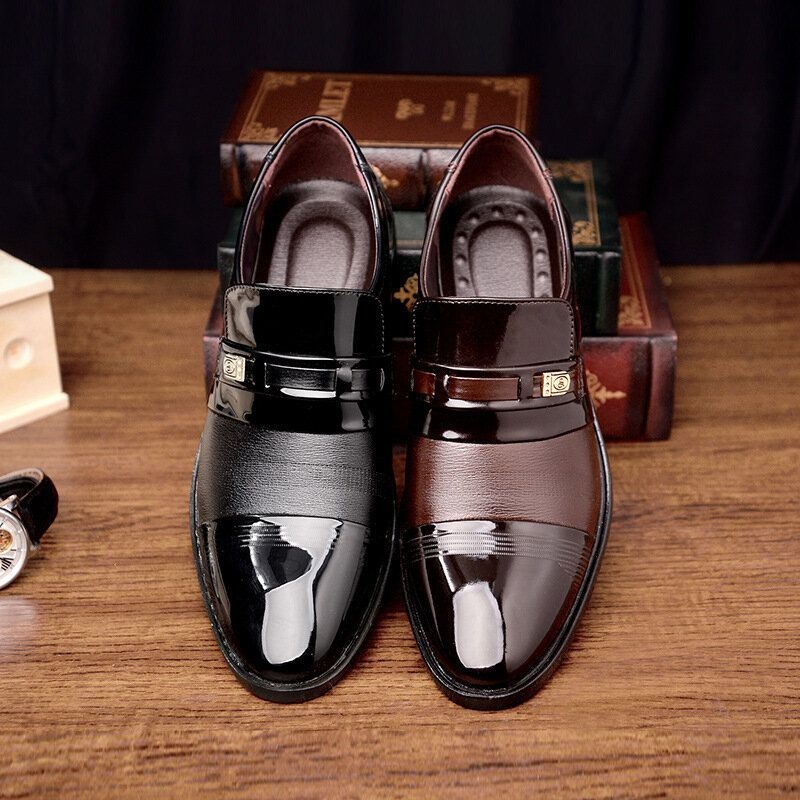 Mężczyźni Skórzana Oddychająca Wygodna Miękka Podeszwa Pointy Toe Sukienka Oxford Casual Business Shoes