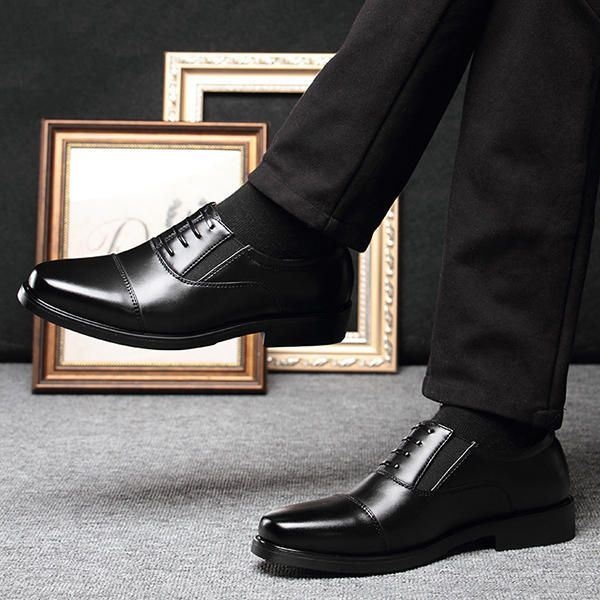 Mężczyźni Wygodne Casual Business Elastyczna Opaska Pu Leather Slip On Formalne Buty