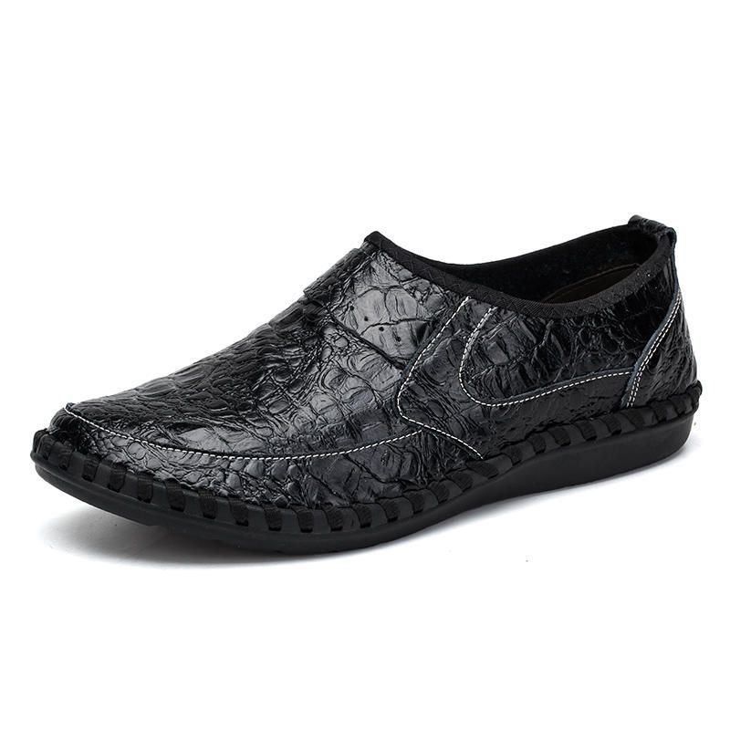 Męska Miękka Skóra Bydlęca Ręcznie Szyta Casual Slip On Business Oxfords