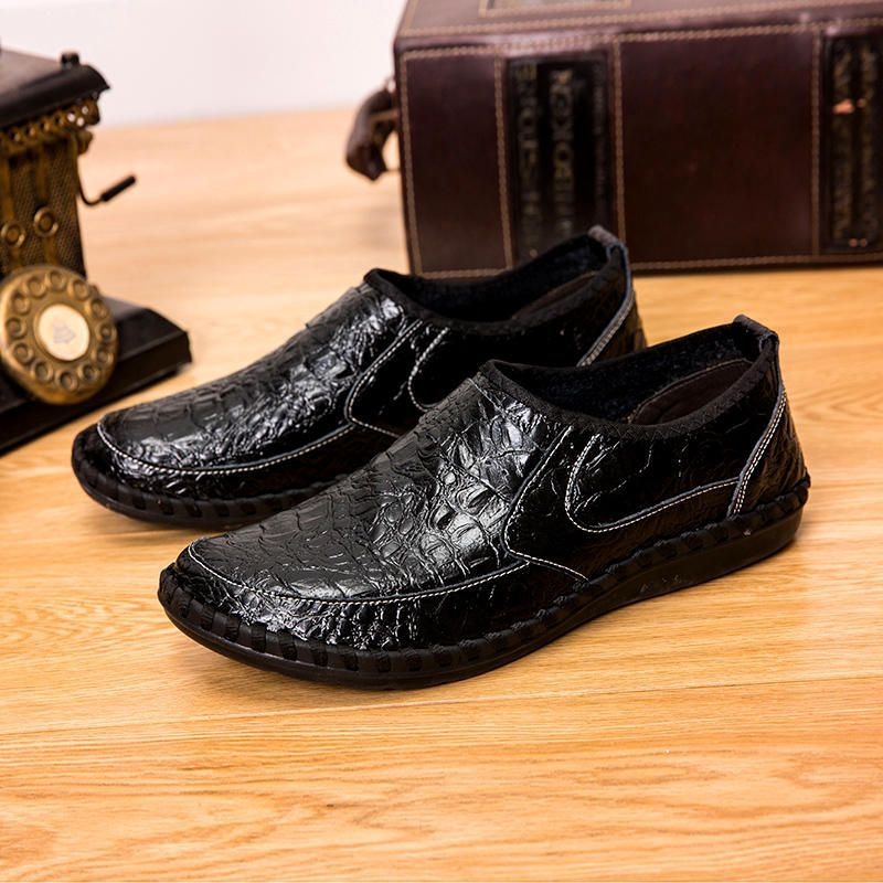 Męska Miękka Skóra Bydlęca Ręcznie Szyta Casual Slip On Business Oxfords