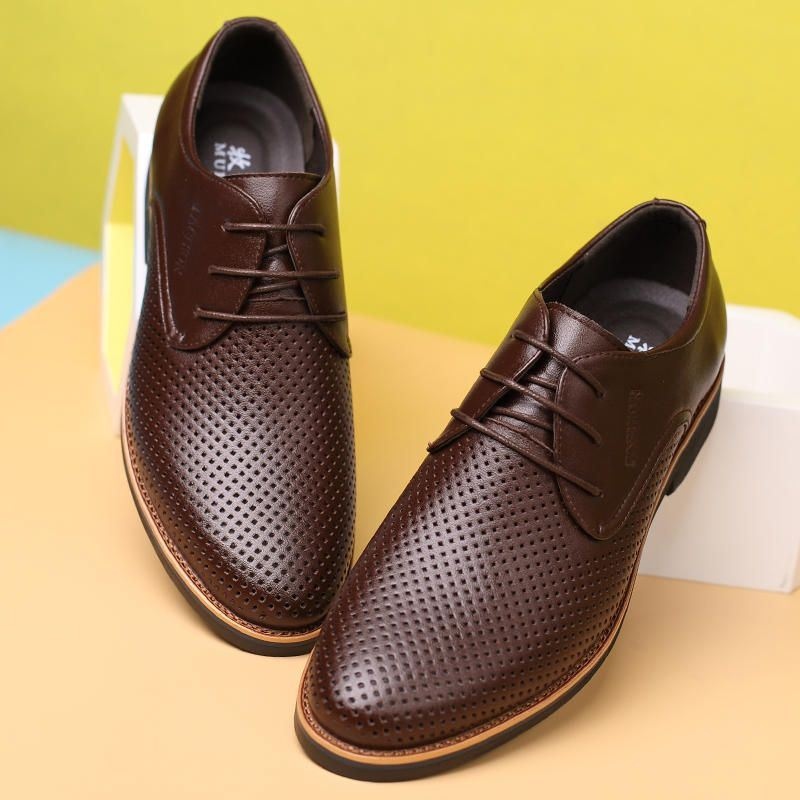 Męska Oddychająca Wydrążona Z Mikrofibry Business Casual Oxfords