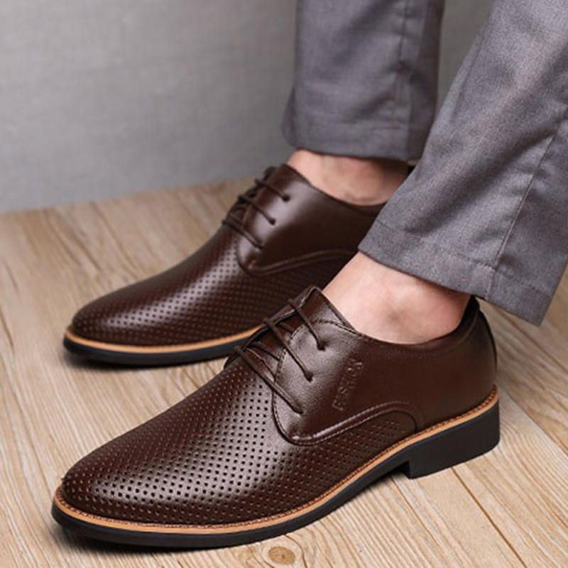 Męska Oddychająca Wydrążona Z Mikrofibry Business Casual Oxfords