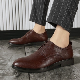 Męskie Business Casual Antypoślizgowe Sznurowane Buty Z Kratą