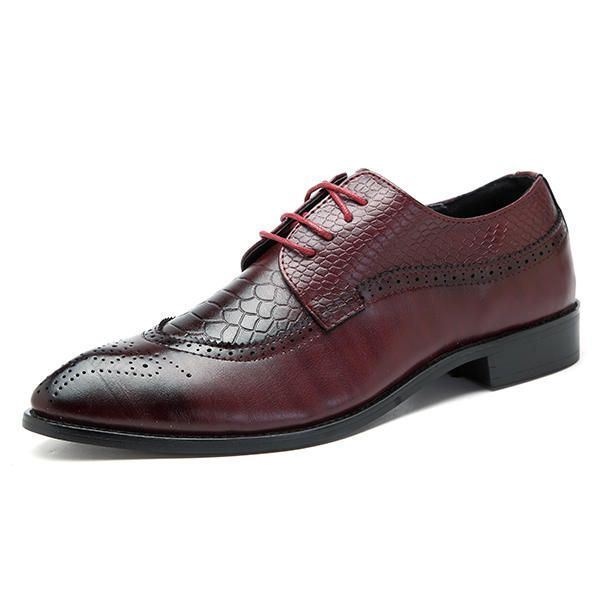 Męskie Buty W Stylu Brogue Z Prawdziwej Skóry Pointed Toe Biznesowe Formalne Buty